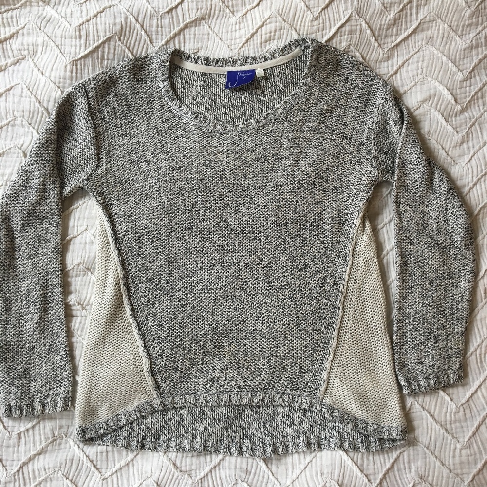 MARBLED GREY SWEATER W WHITE PANELS